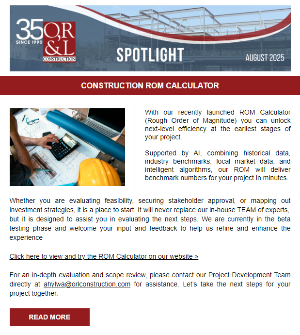 O,R&L Construction August 2025 Spotlight